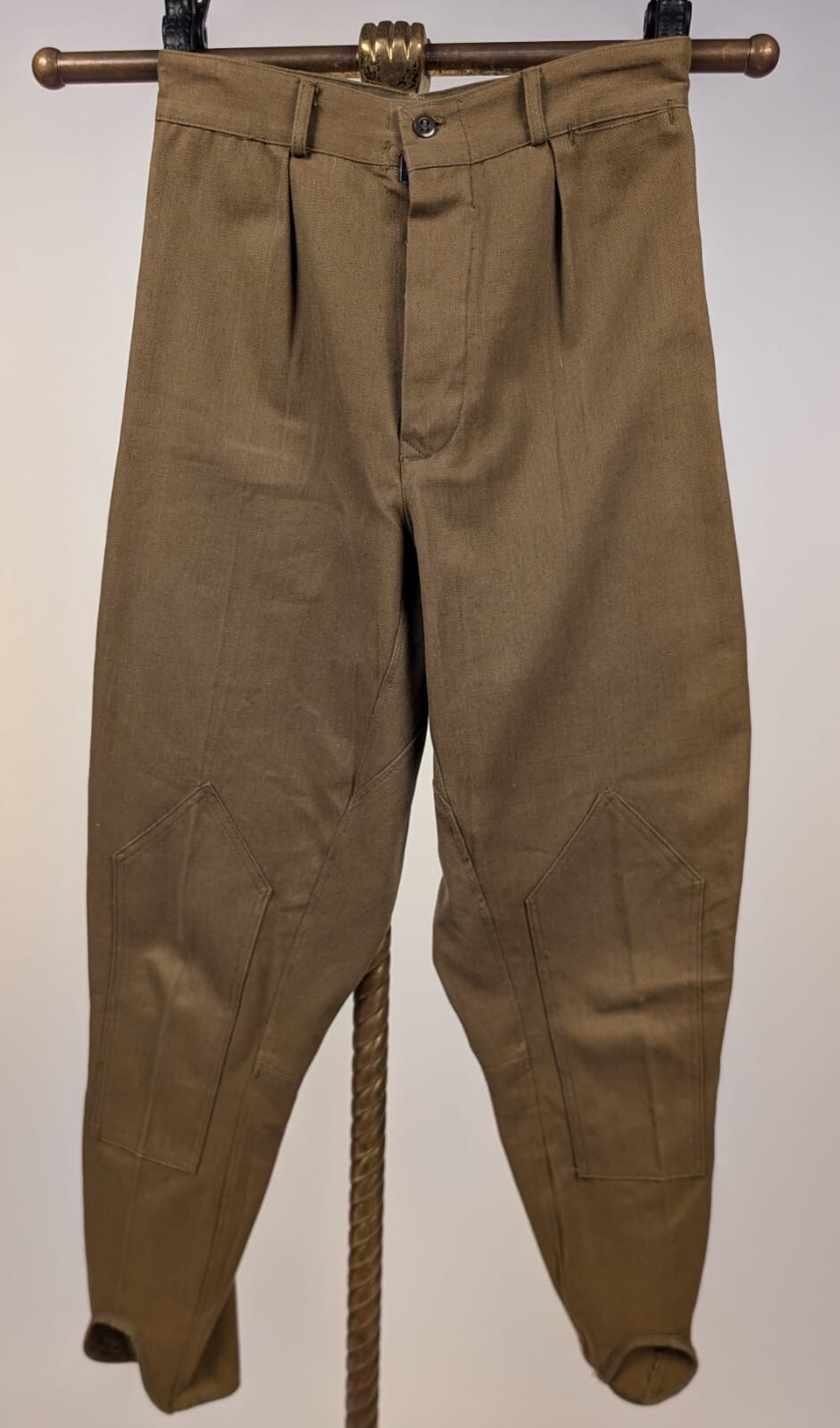 1930’S COTTON TWILL RIDING JODPHURS PANTS W DART POINT REINFORCED LEGS