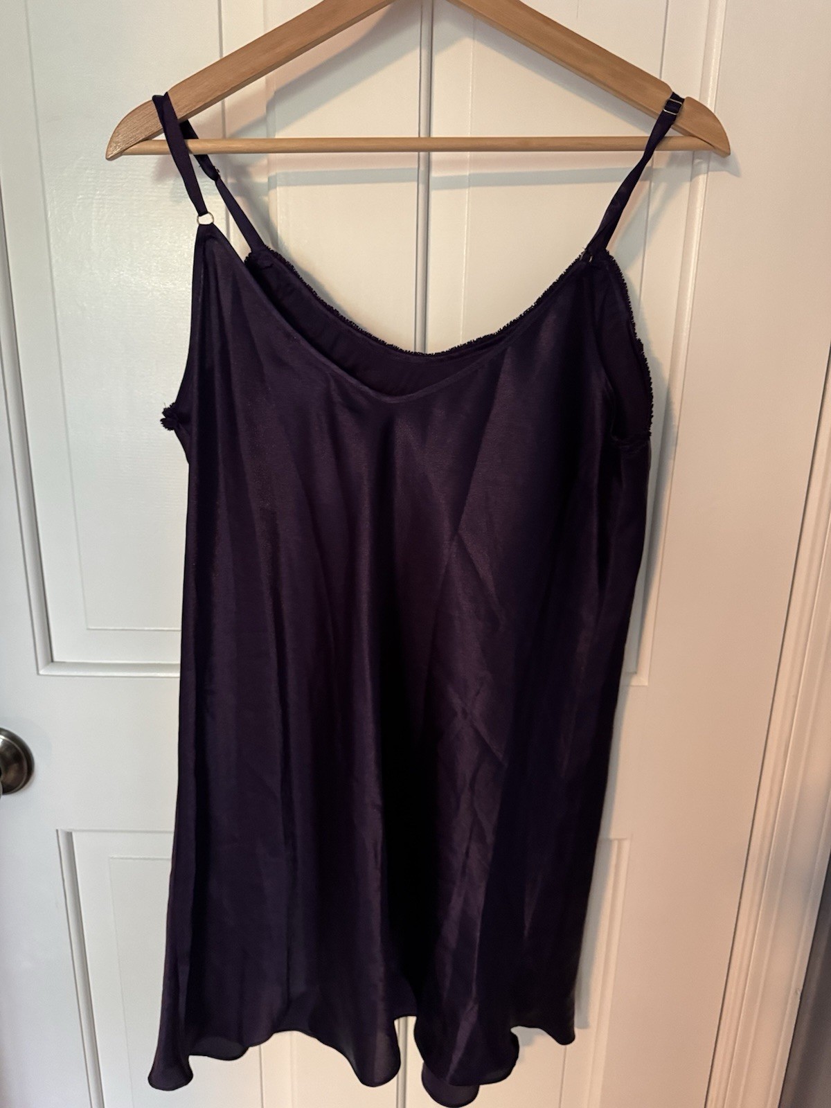 Vintage Y2K Oscar de la Renta Pink Label Satin Slip Dress Purple Sz L Lingerie