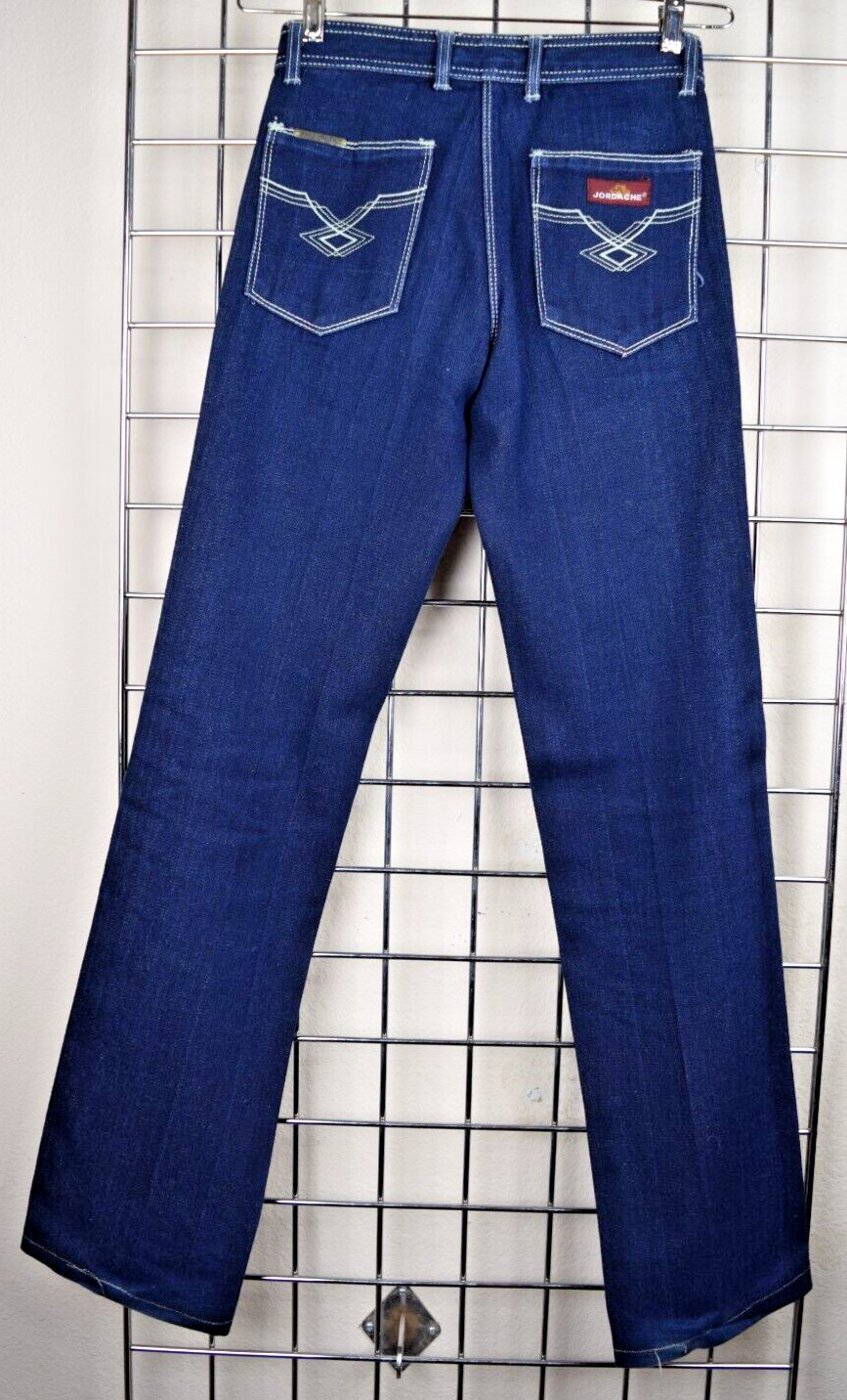 Vintage Jordache Jeans 28 x 33 70s Blue Wash White Stitch Straight Leg Made USA