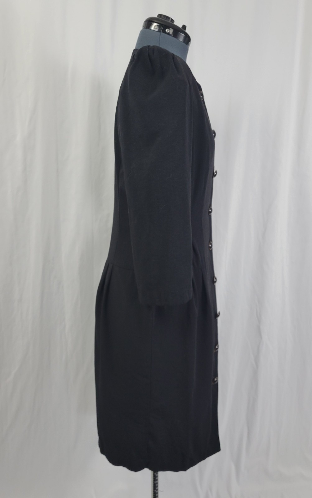Vtg All That Jazz Black Button Down Sheath Dress w Lace Pocket Square Size 11/12