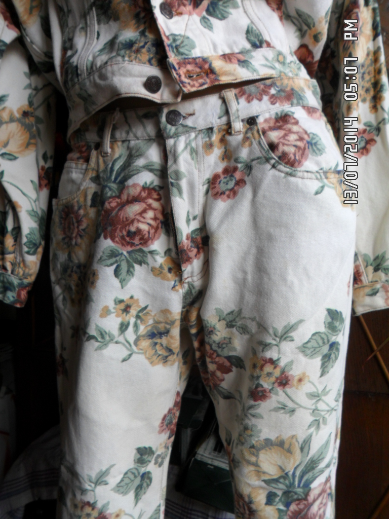 ORIGINAL VINTAGE 80s Womens 100% Cotton SISLEY Jacket + Jeans Size S + 32
