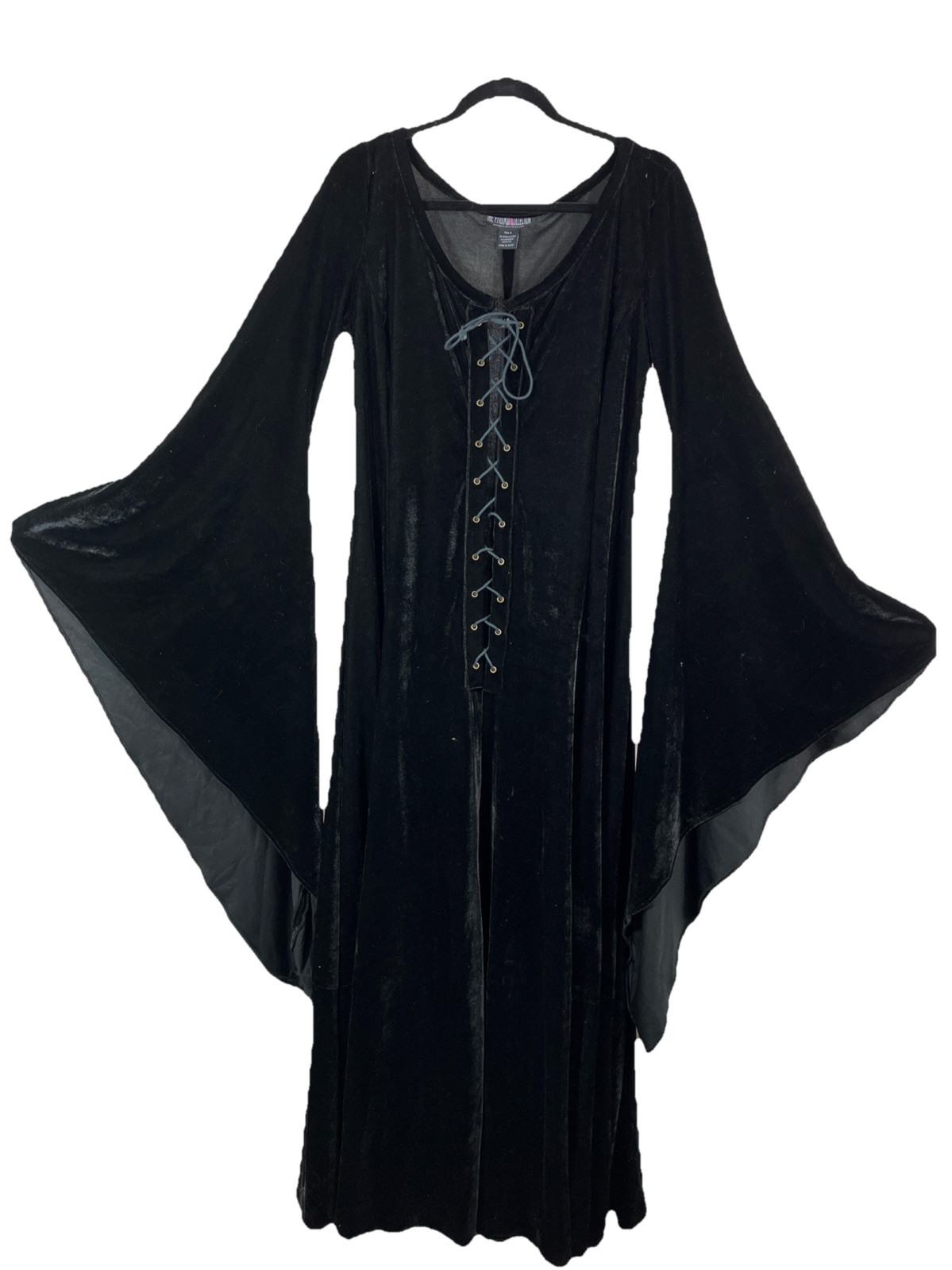 Vintage pyramid collection witchy corset wide sleeve goth dress stretch velvet
