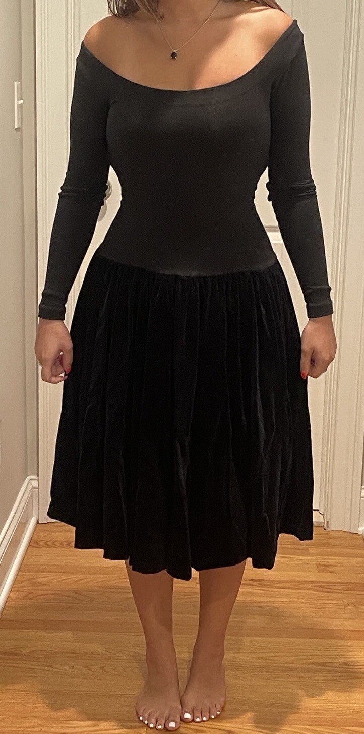 Betsey Johnson ’80 Punk Label Cut Out Back Drop Waist Velvet Skirt Dress 4/6 EVC