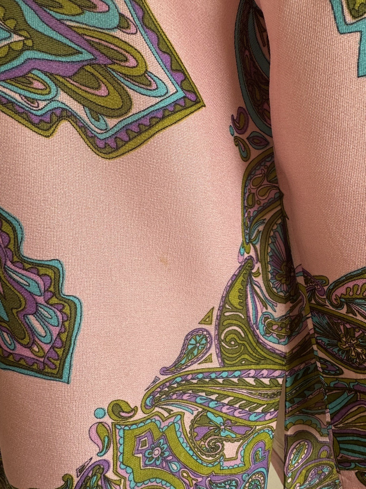 Vintage Anne Rubin Imports 1960s Silk Couture Italy paisley pink Top