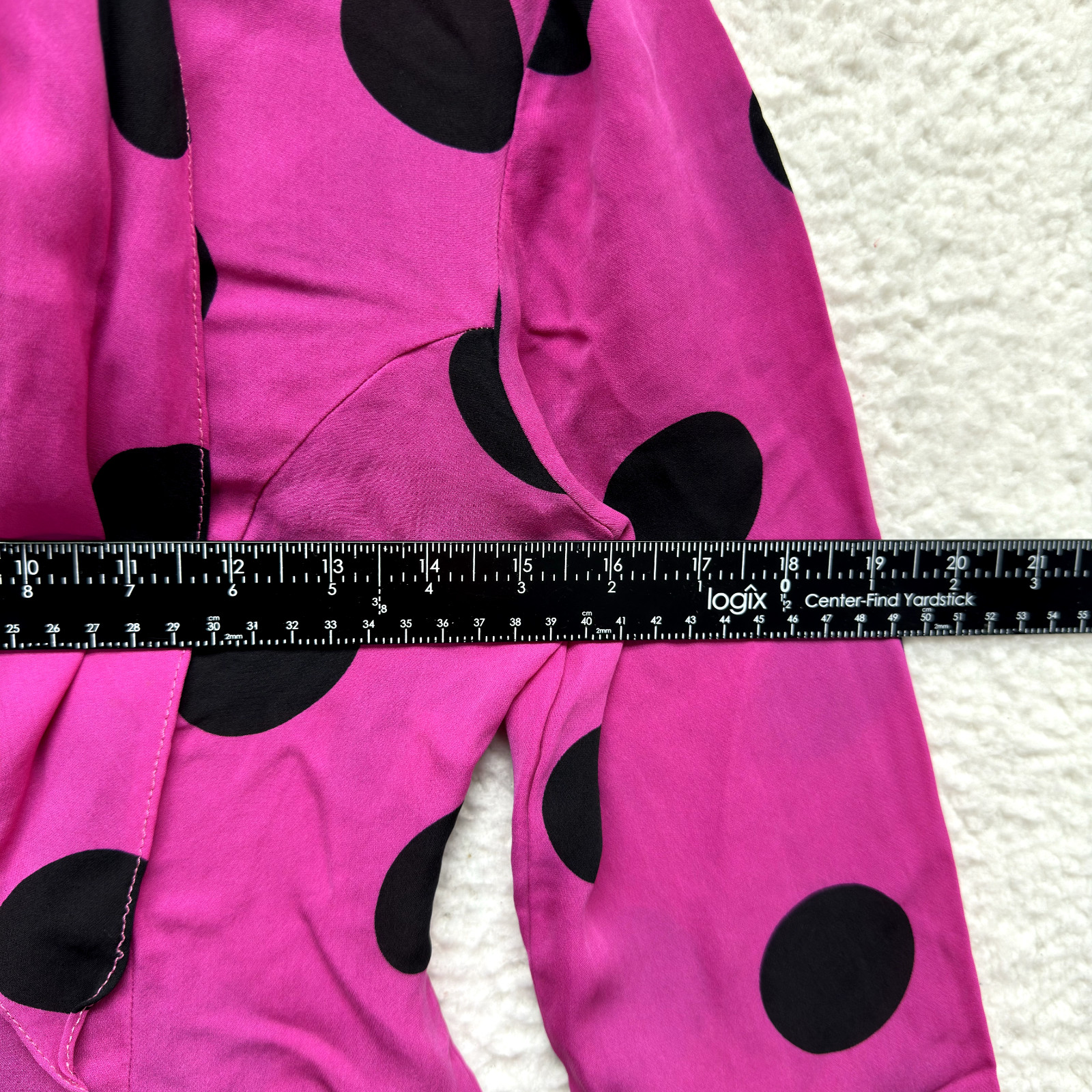 90s Y2K Vintage Anna Sui Top Blouse Small Silk Neck Tie Pink Black Polka Dot