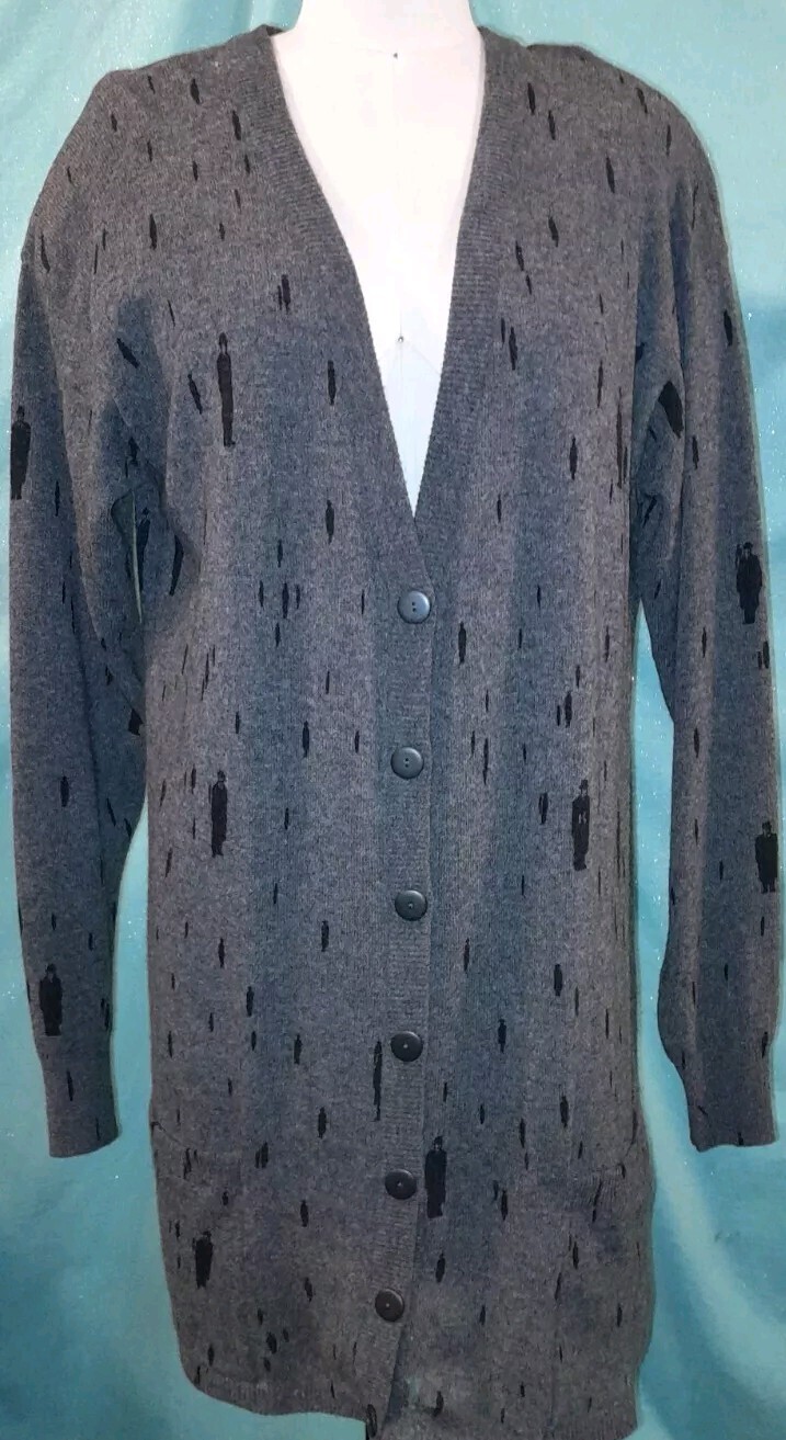 Vtg 80s 90s Grunge KRIZIA MAGLIA Amen Wardy Novelty Chaplin Knit Sweater Dress M