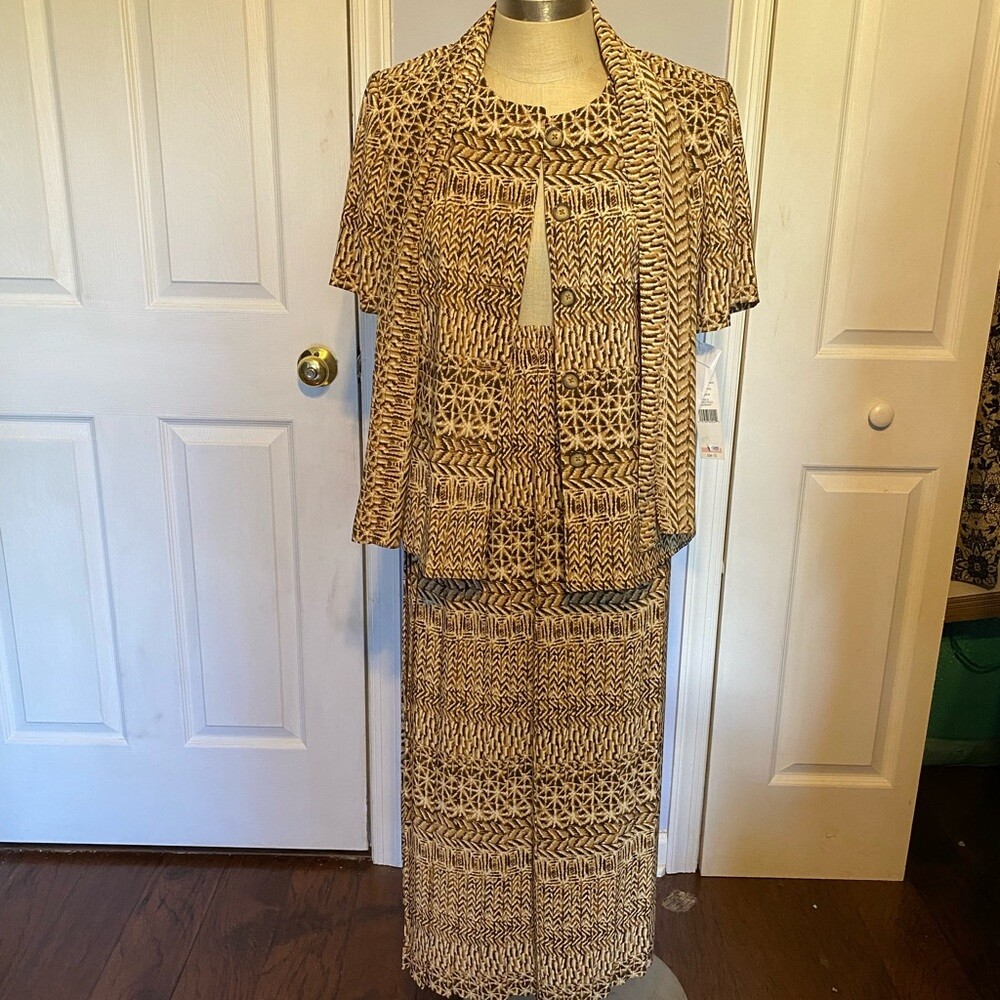 Leslie Fay 3 Pc Dress Separates Timeless Classic Professional Neutral Sz 10 NWT