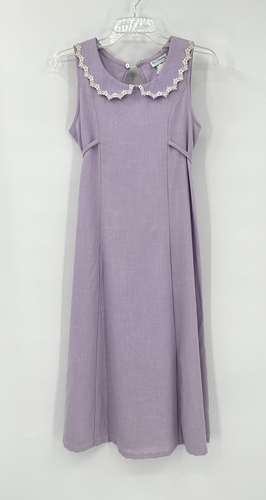 vintage 70S LILAC MIDI DRESS sundress LARGE cottagecore soft feminine twee