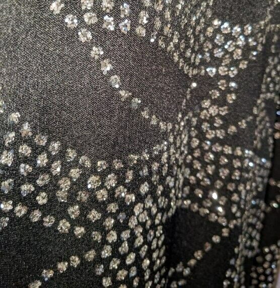 Vtg 1980s Black Sparkle Evening Cocktail Dress Size 8 Shoulder Pads