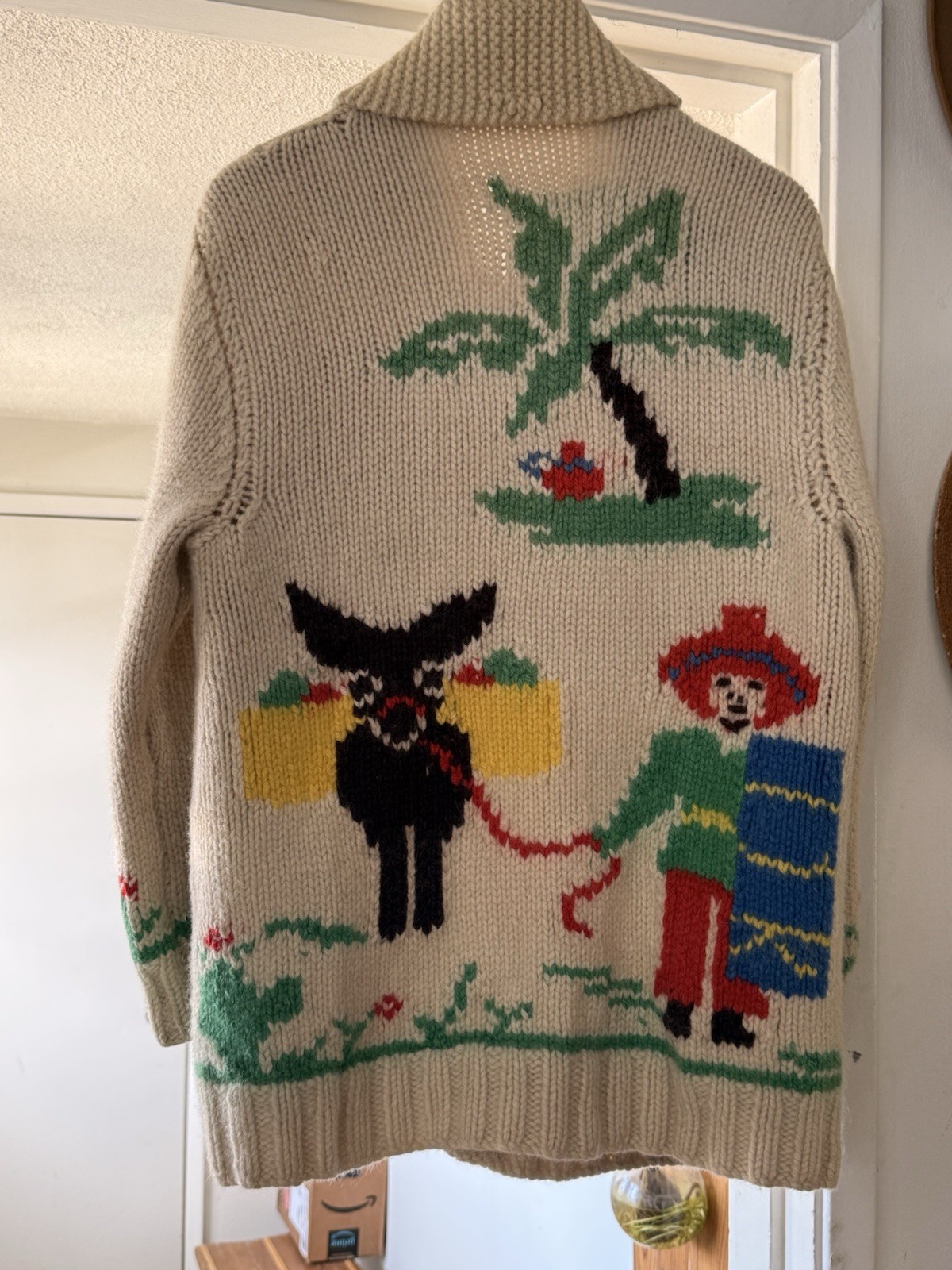 Vintage 50’s/60 Mexican Cowichan Handmade Beautiful Chunky Sweater Work Of Art!