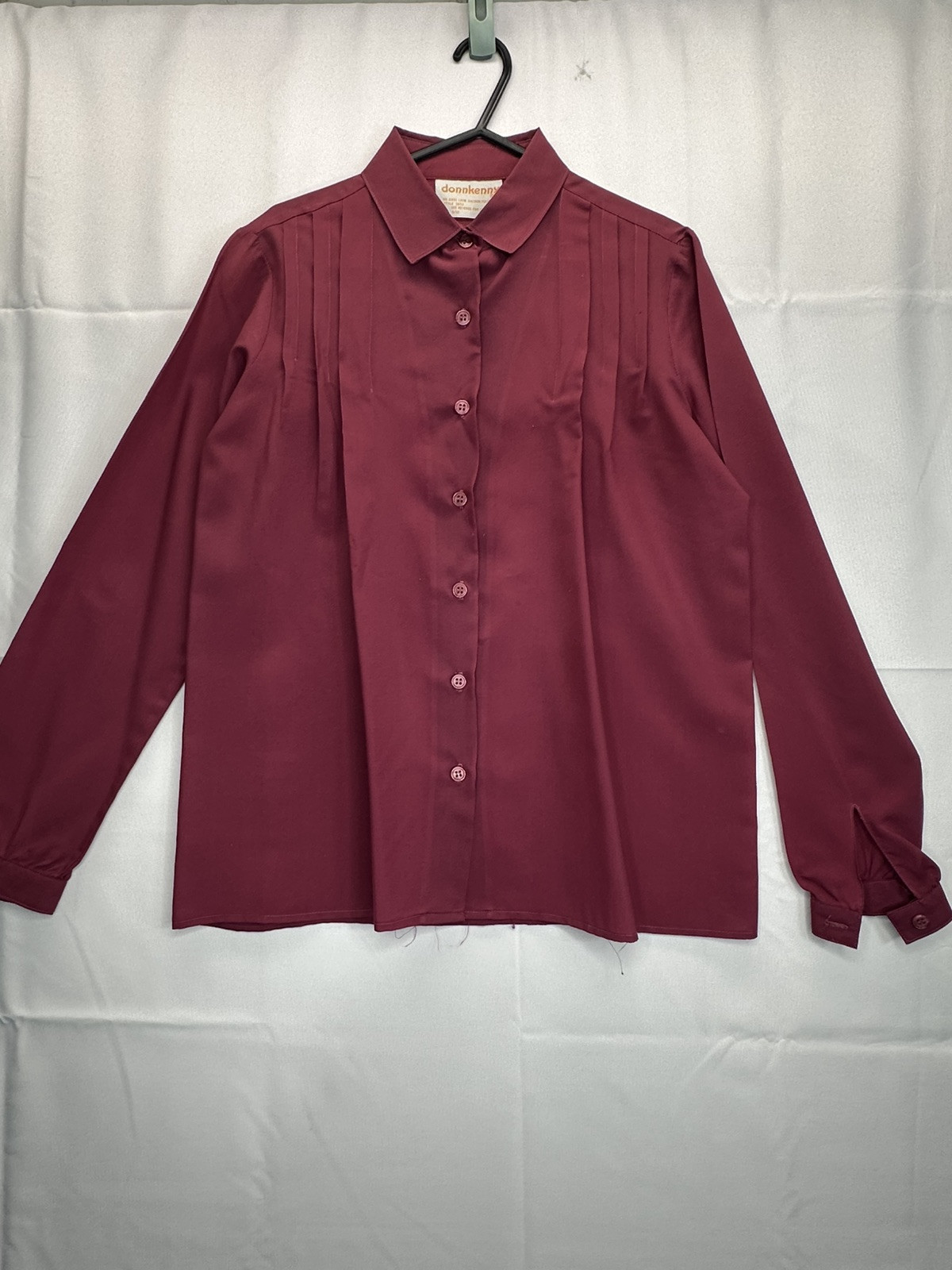 Vtg 1970’s Donkenny Maroon Red Blouse Front Pleats Secretary Geek Size 9/10