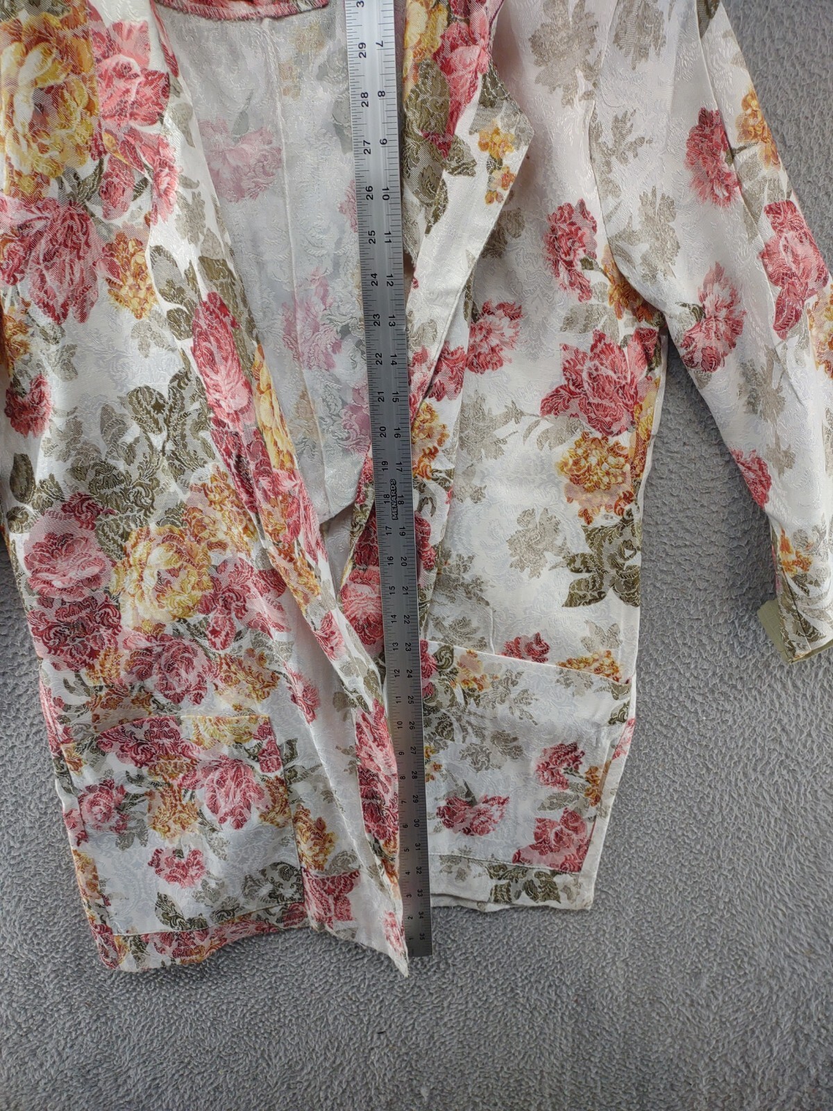 Vintage 80s SL Fashions Floral Long Open Blazer Cardigan in Size 18 USA Made