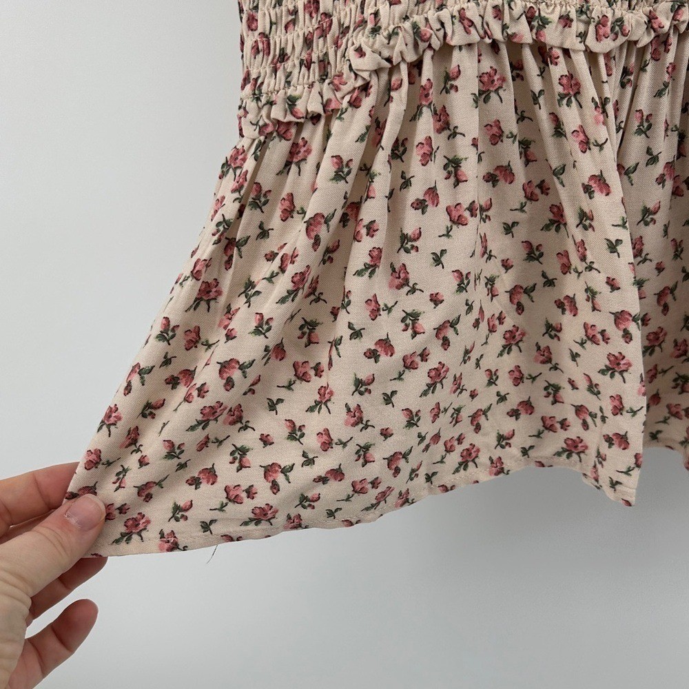 Papaya Y2K VTG FeminineChic Cottagecore Boho Girly Beige Floral Camisole Top SzS
