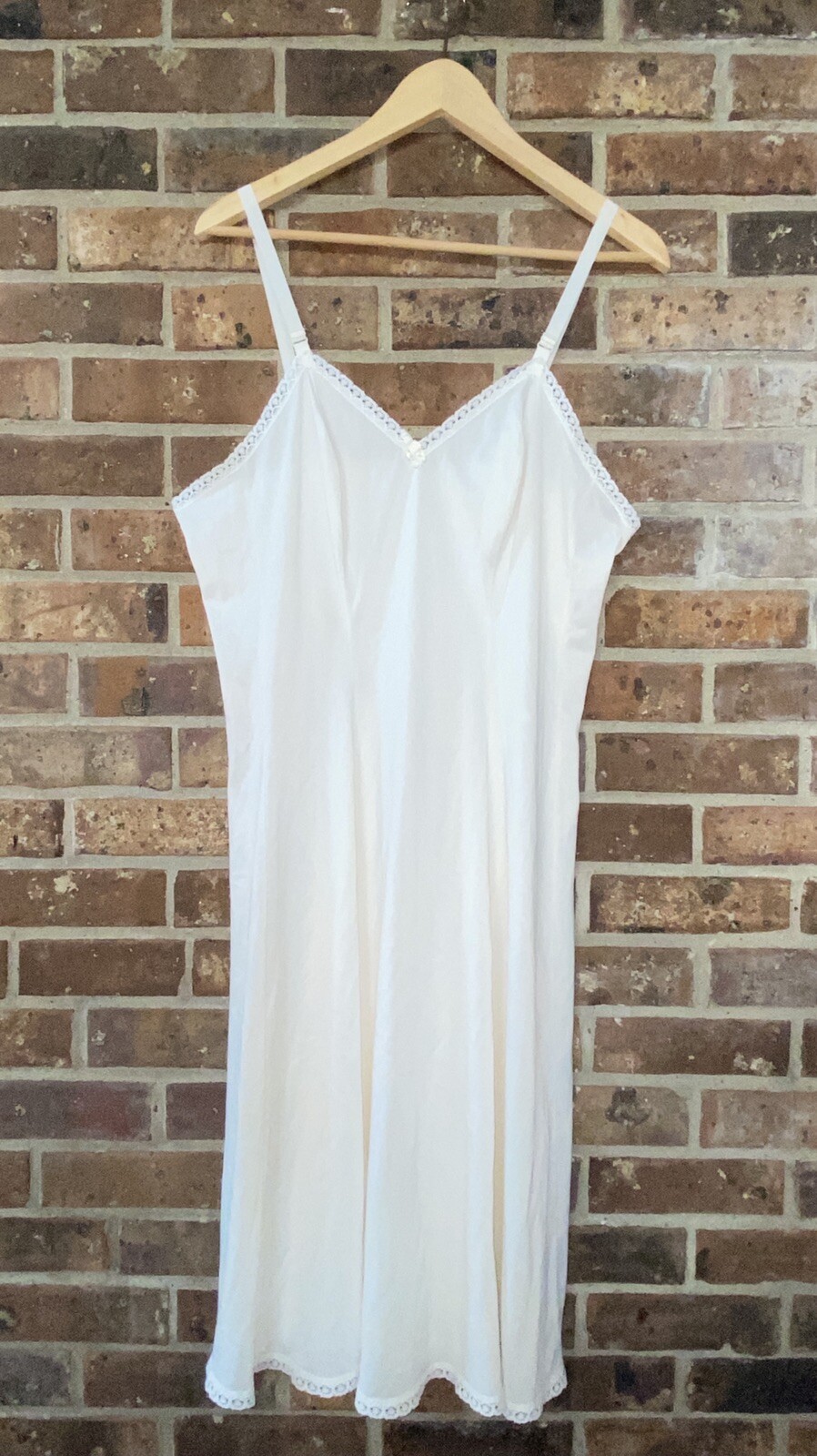 Vtg Sears The Doesnt Slip Slippery Ivory Lace Trim Bow Anti Cling Women 38 Tall