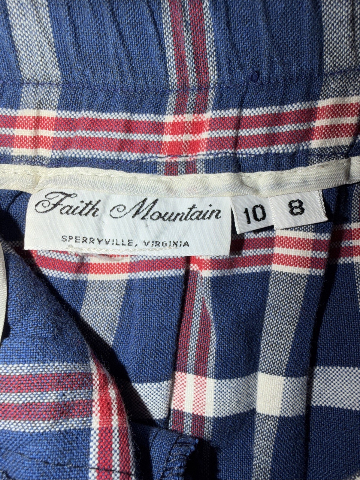 Vintage Women Plaid Skirt Sz 8 10 Red White Blue PleatsPockets Midi Prairie USA