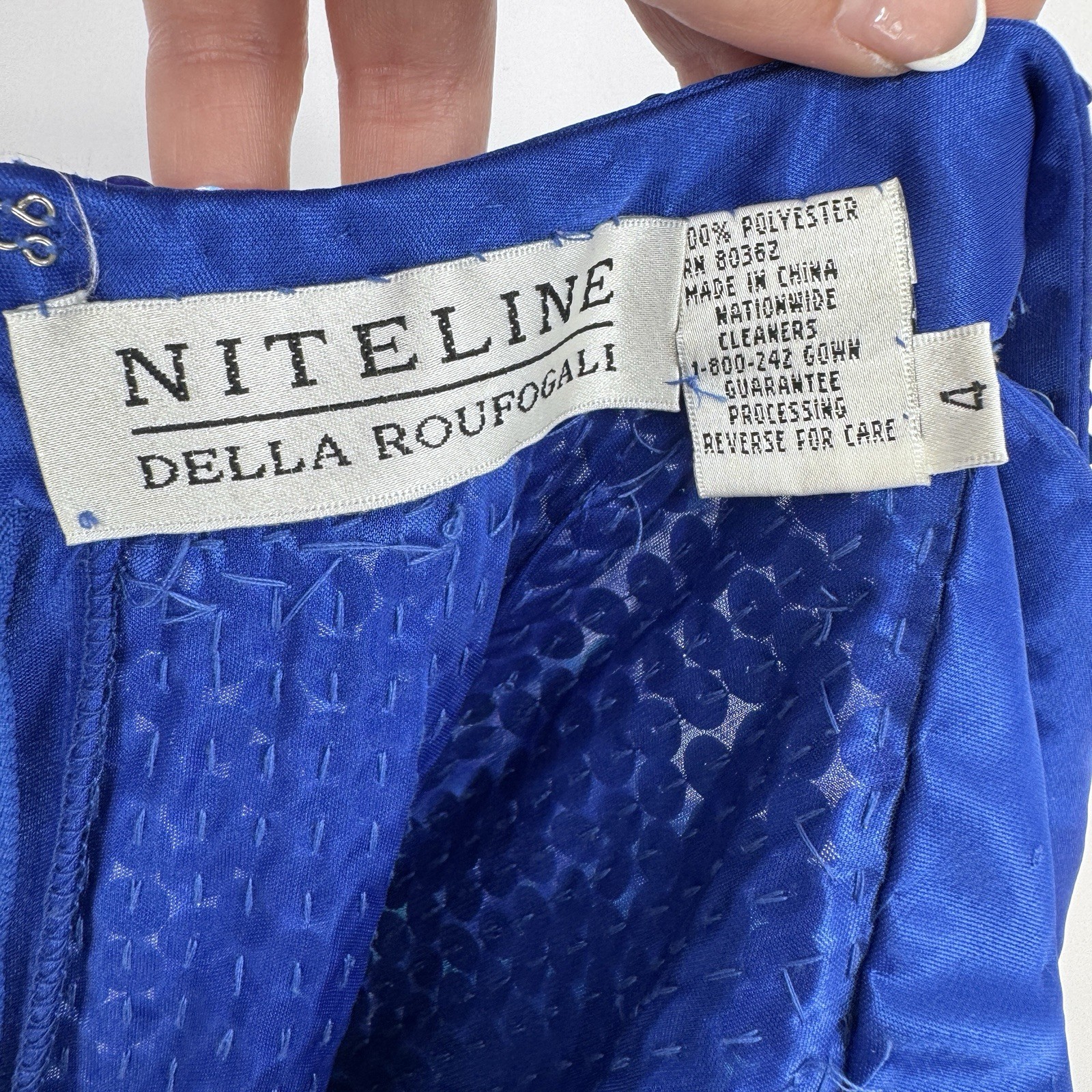 VTG 90s Niteline Della Roufogali Sequin Dress Blue Purple Iridescent Prom Glam 4