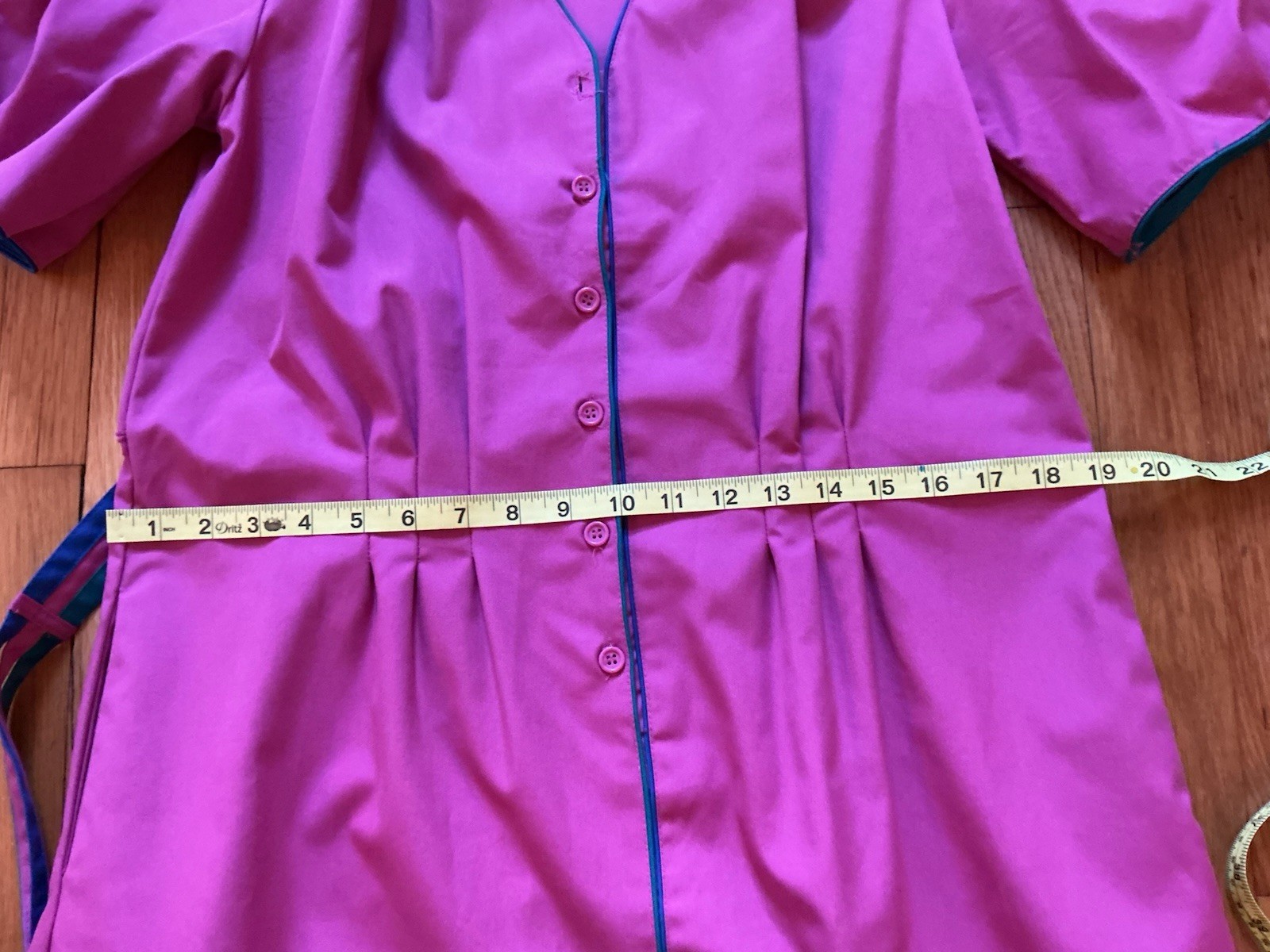 Vintage Day Dress Townhouse 80s Prep Pink Color-block Piping Whimsy 14 M L