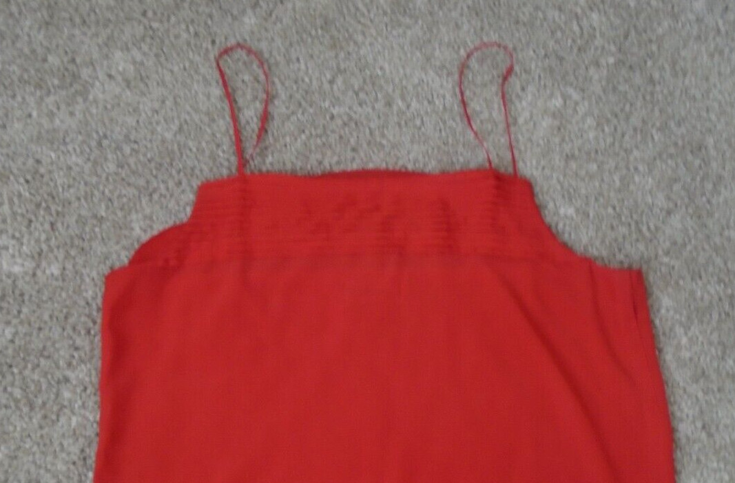 Vtg Bethany Bright Red Polyester Tank Top Size 7/8 Made in USA!