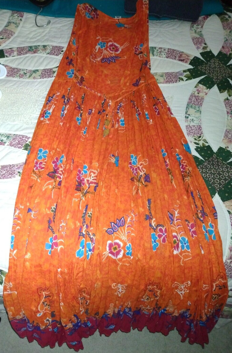 VINTAGE JASMINE BY KVM FLOWY FULL SKIRT SLEEVELESS DRESS BUTTON FRONT TIE BACK M