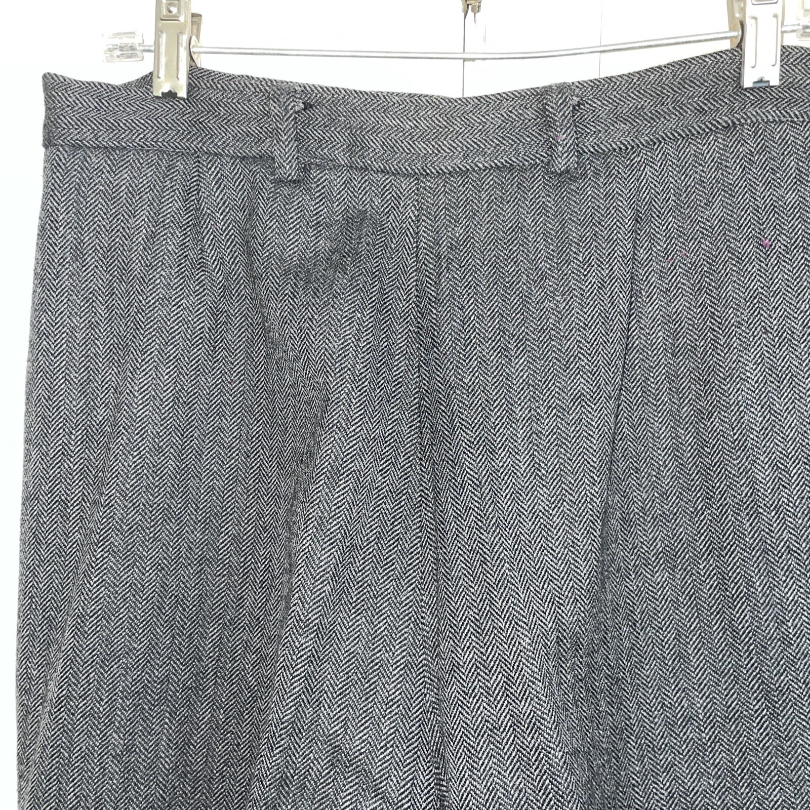 Vtg 1980’s David N. Sz 12 Herringbone 100% Wool Trousers High Waist Vintage