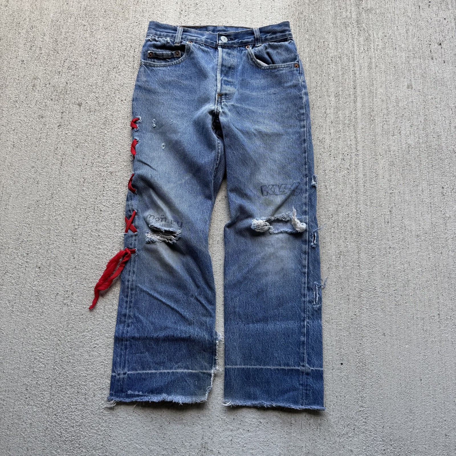 1980s Custom Rock 701 Levi’s Kiss/Motley Crue Capri Jeans