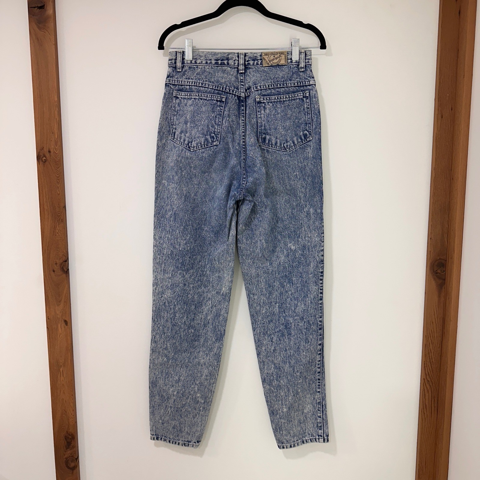 Bonjour Vintage High Waisted Acid Wash Jeans Womens 12 Blue Tapered | Retro 80s