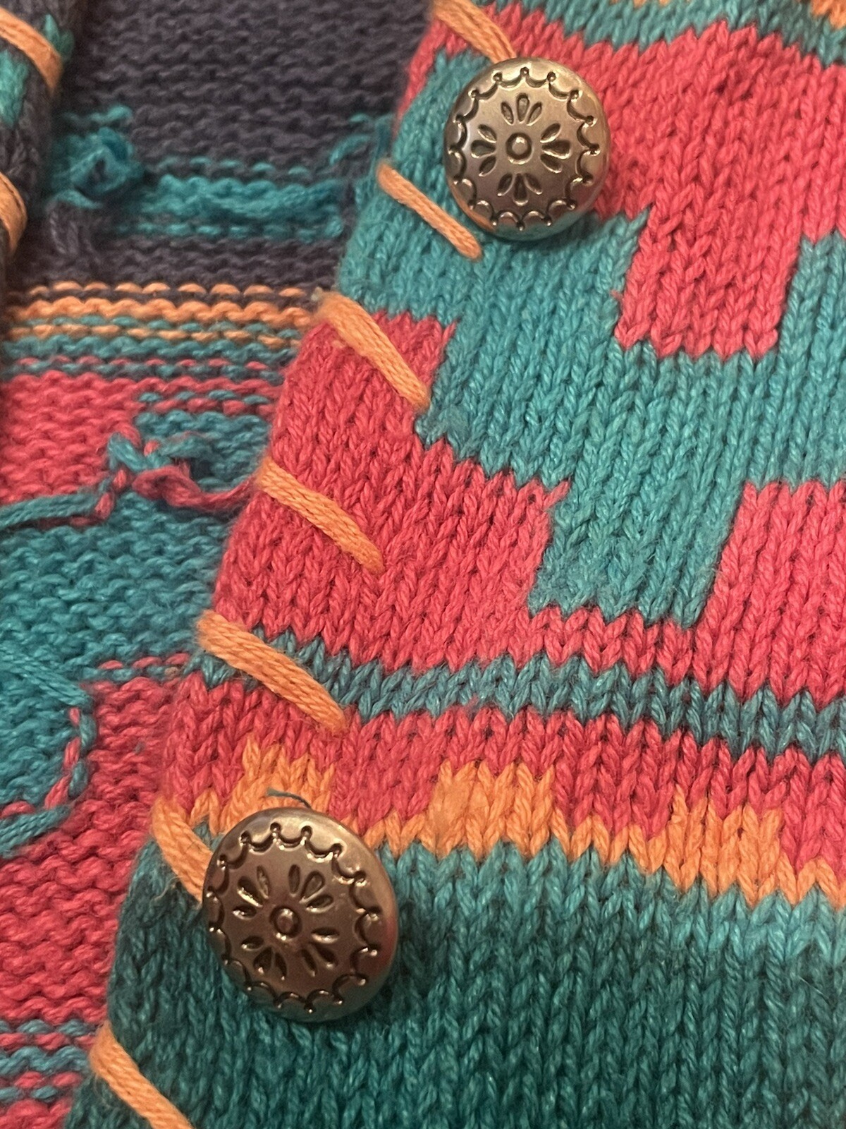 RARE Vintage Southwestern Sweater Vest Size Medium Colorful Plant Fiber Fabric