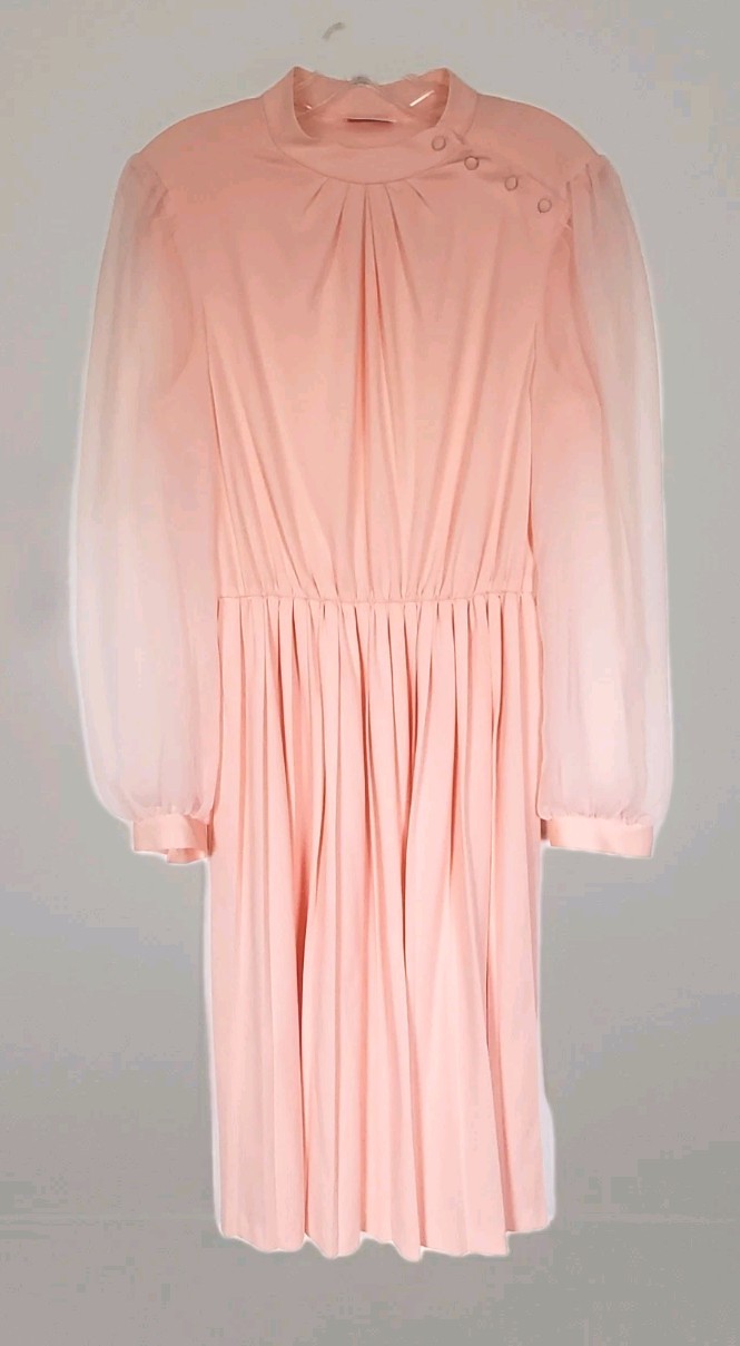 Vintage 1980s Amy Deb Peach Chiffon Sleeve Dress