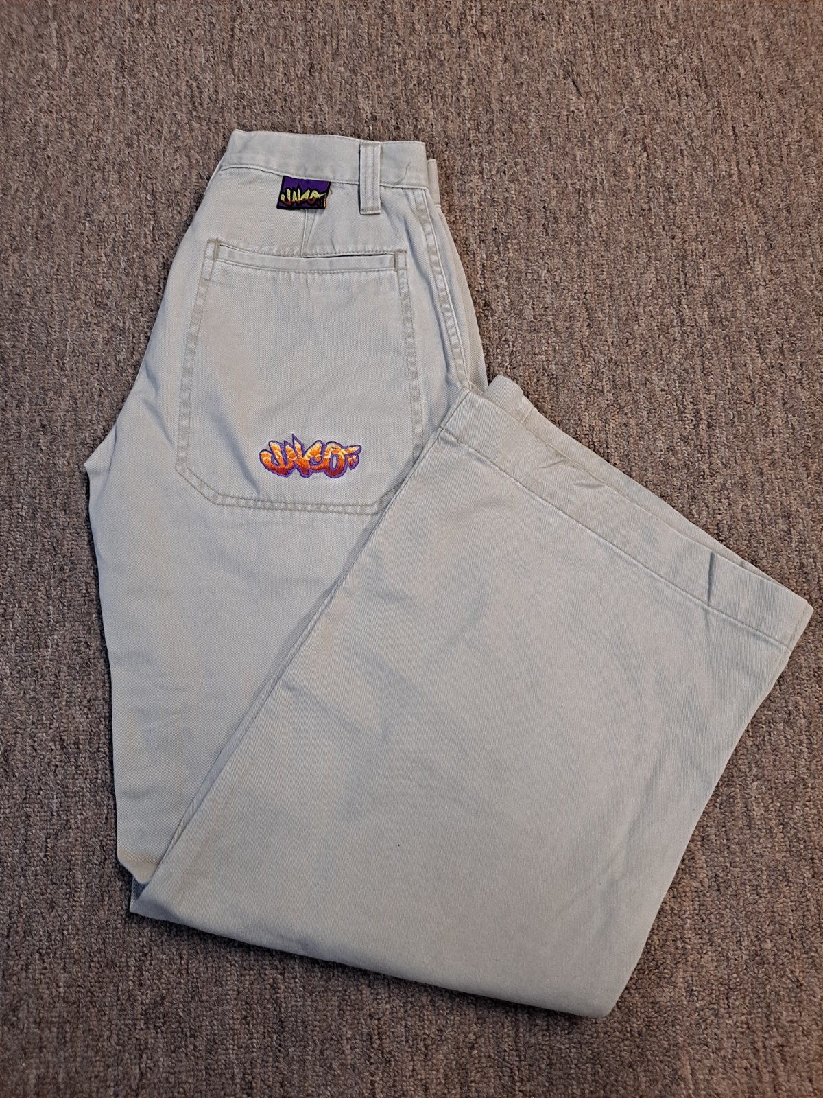 VTG 90s JNCO Girlie Stuff Khaki Denim Pants Size 1 Baggy Skater Y2K Wide Leg