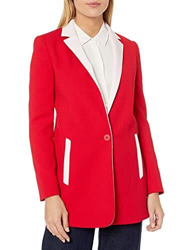 A|X Armani Exchange Womens Long Elegant Blazer with Pockets Red Liquorice Sz 8