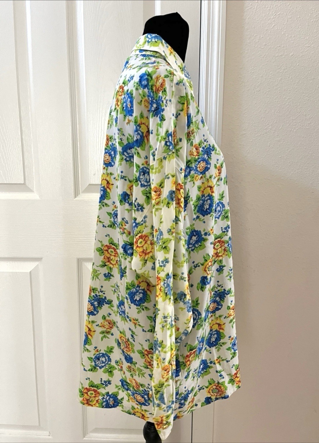 Vintage GIANNI VERSACE Floral Oversized Silk Blouse, Made In Italy, Signed