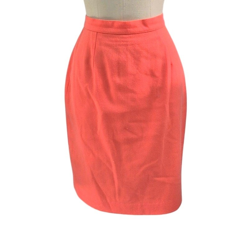 Vtg 80s Magali Skirt Suit Orange Wool Mob Wife Gold Rope Applique Sz 8 M