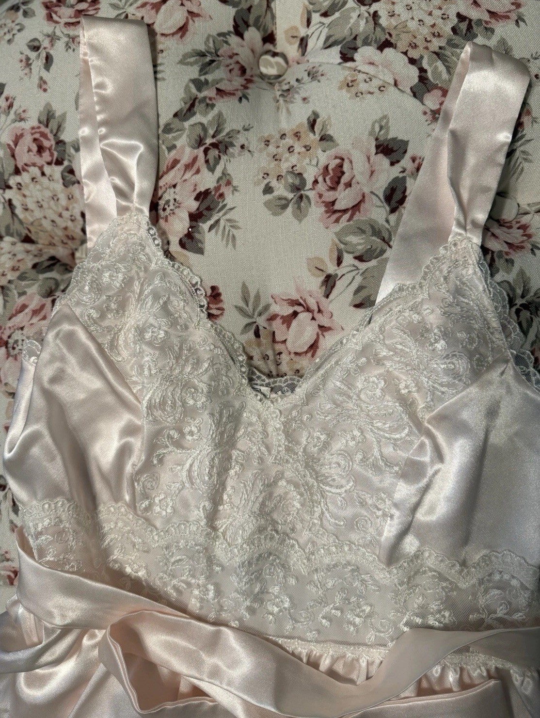 Vintage Harrods London Saxon Lingerie Blush Pink Long Nightgown NEW in Box 1997