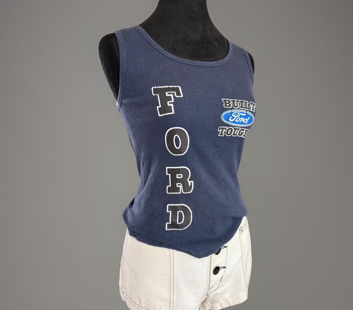 VTG 90s Sexy FORD Americana Wife Beater.bodycon Large.single Stitch