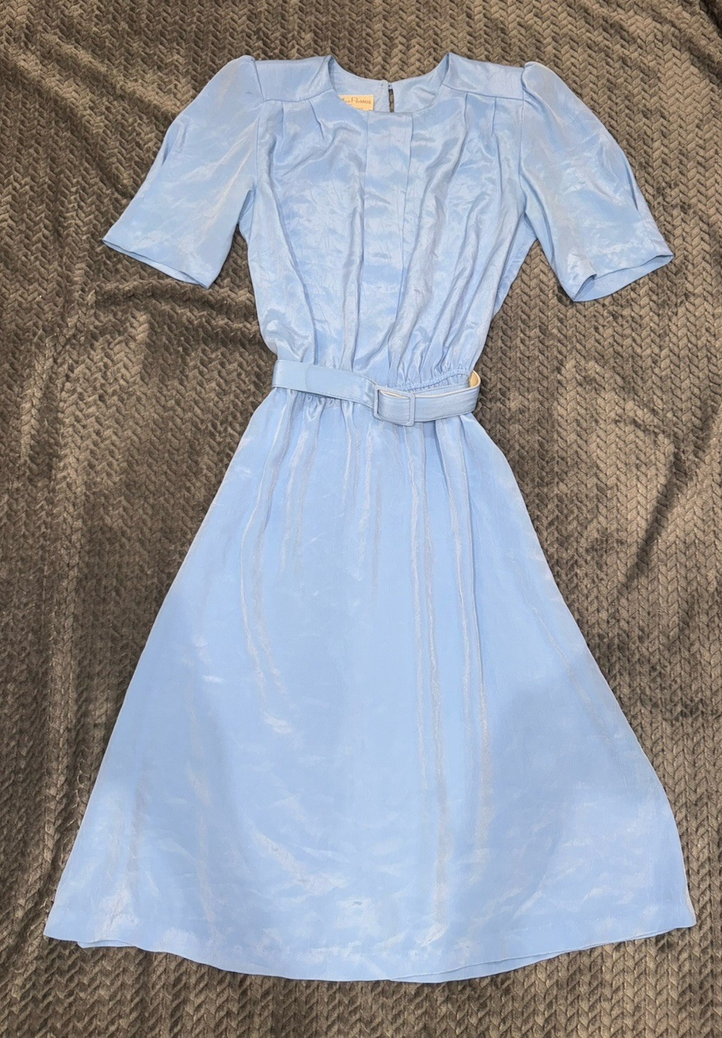 Vintage 80s Periwinkle Blue Midi Dress Pellini Petites by Von Bramlett Size 5/6P