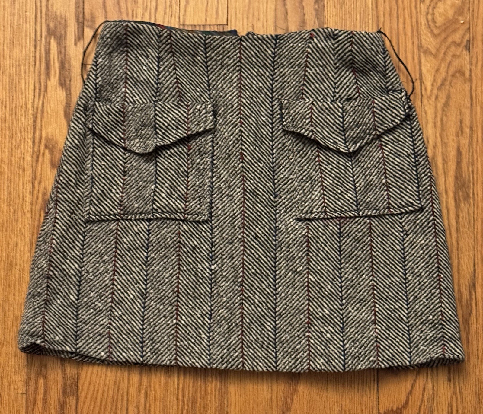 Vintage Handmade Mini Skirt Polyester Cotton Blend Black White Size S/M