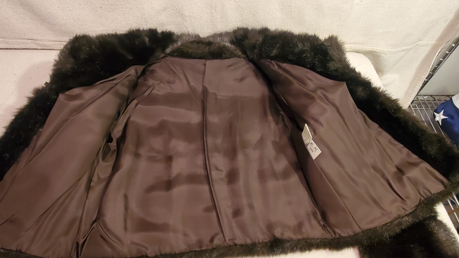 Faux Mink Fur Cropped Jacket Ladies Small Brown Vintage Stylish Retro Chic Warm