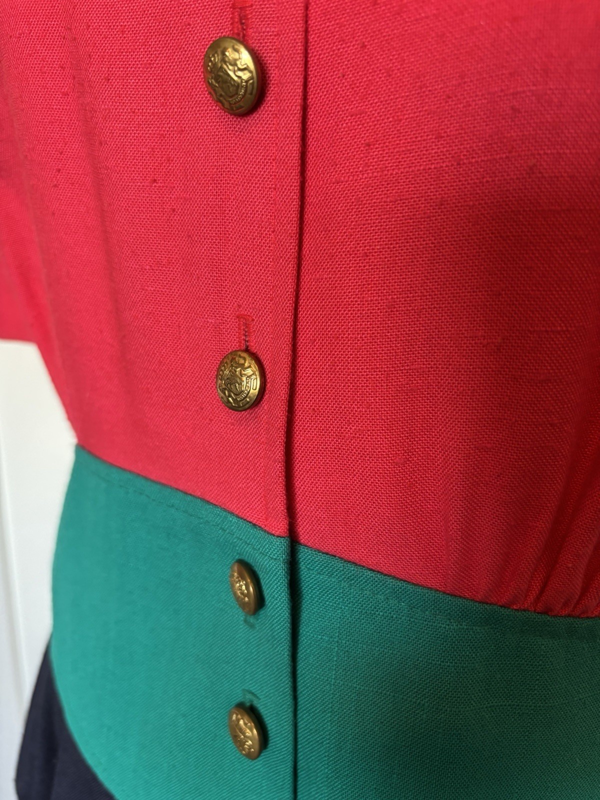 Vintage Leslie Fay Women’s Dress Size 10 Short Sleeve Multi Colored Button Frf