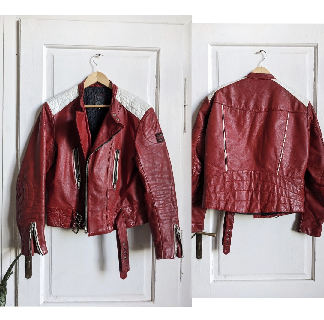 Vintage 70s Erbo Bike Leather Jacket Red