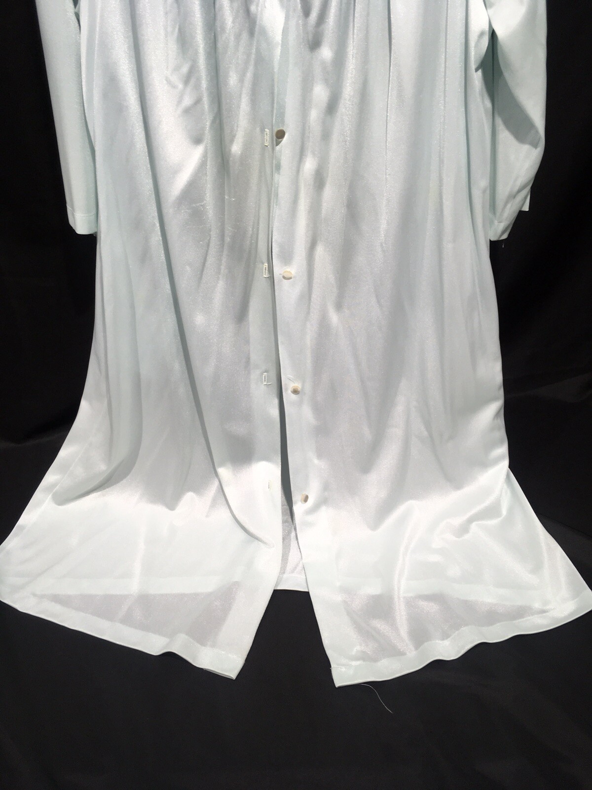 Komar Vintage Nylon Robe Pale Aqua M Medium Knee Length Button Front