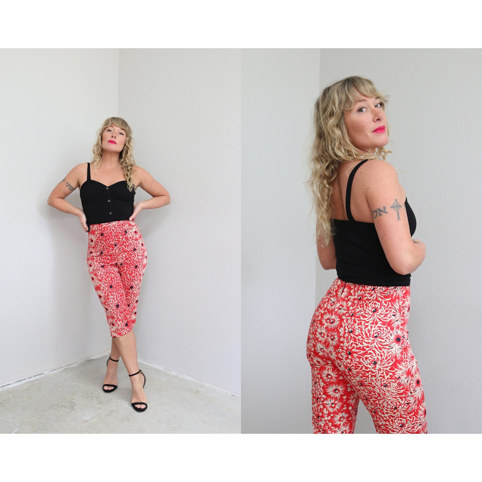 1950’s Vintage High Waisted Peddle Pusher Capri Pants Women’s XXS XS 26″ Waist