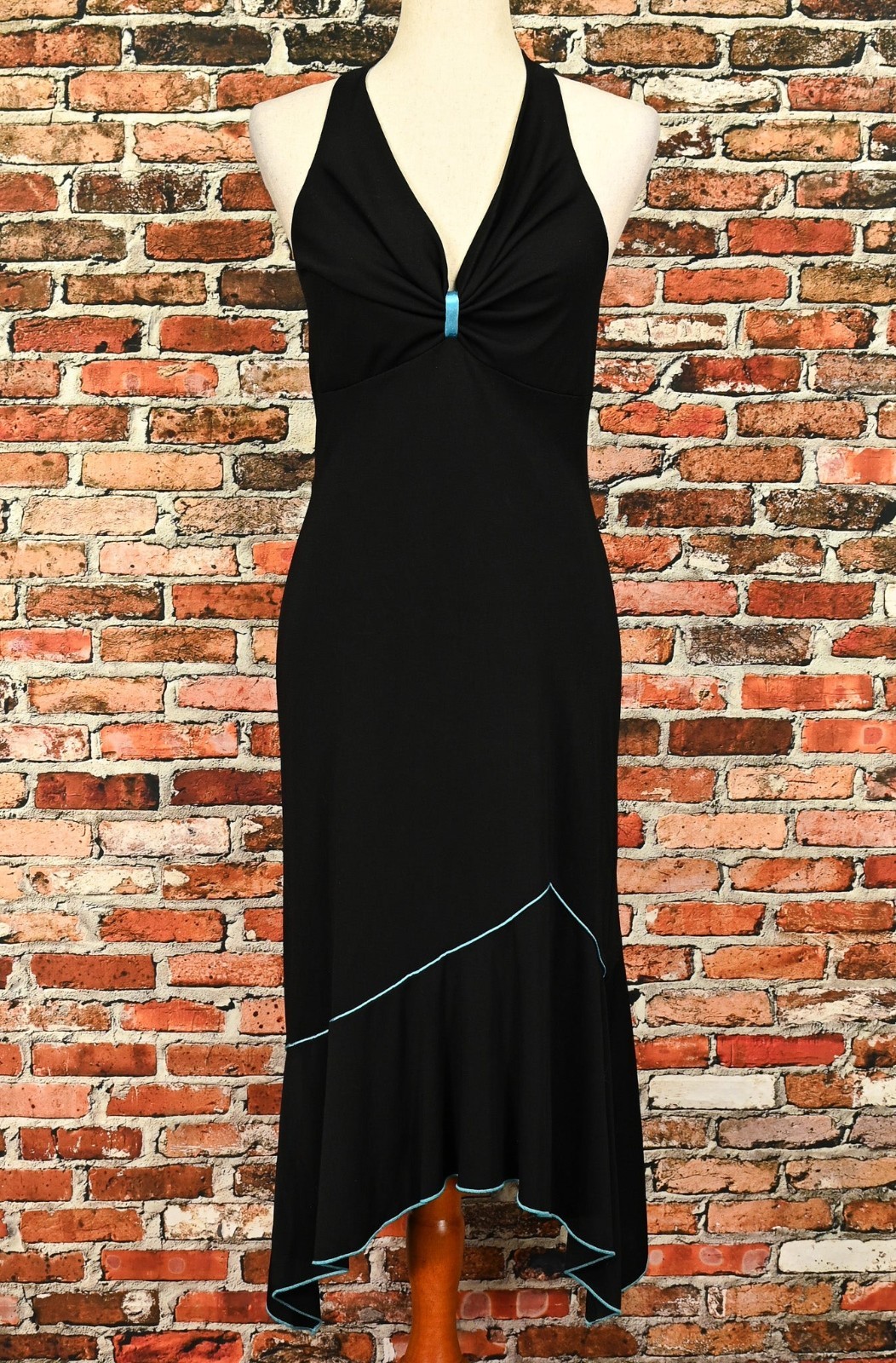 Vintage 90s/2000s Black BYER TOO! Asymmetrical Hem Halter Dress – L