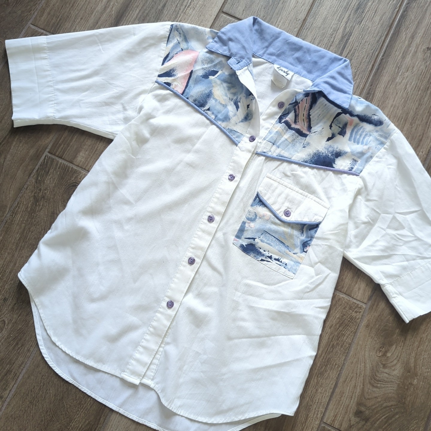 Vintage Tapestry ’80s Funky Art Deco Western Button Down Shirt Blouse Size Small