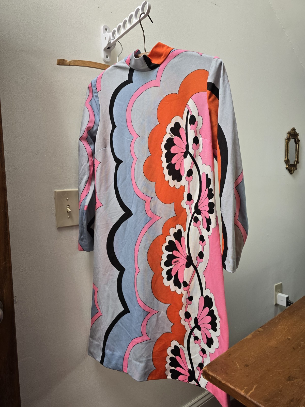 60’s Domani Knits Polyester Hippie Mod Dress Sz~12/L w/ matching belt