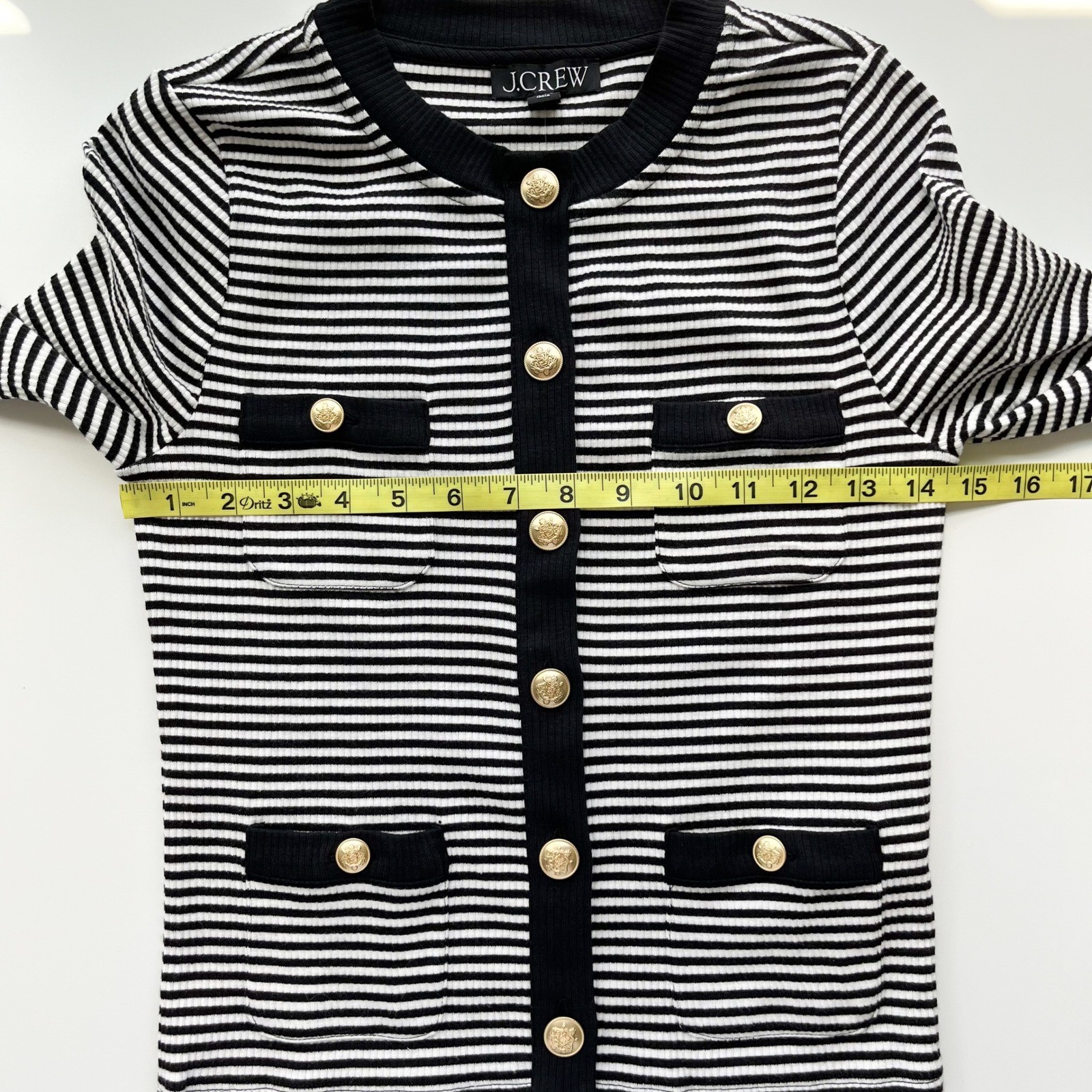 NEW J.Crew Vintage Rib Lady Jacket Black White Stripe Womens XS