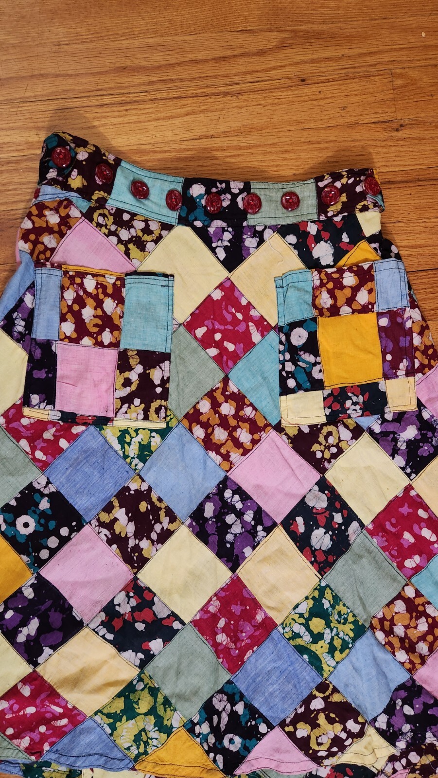 vtg 70s india COTTON PATCHWORK Skirt XS/S QUILT boho Hippie