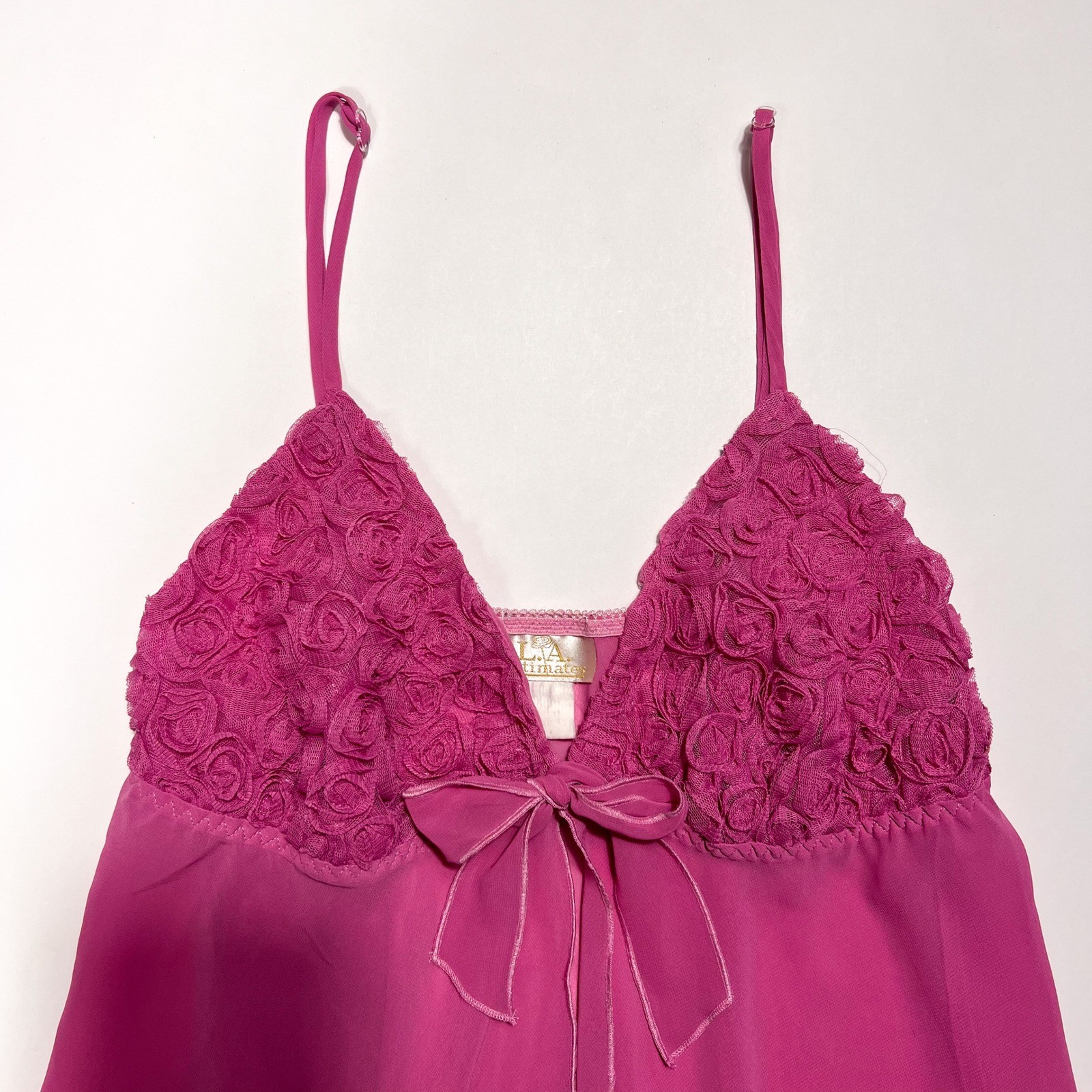LA Intimates Vintage Babydoll Pink Lingerie Nightie Rosette