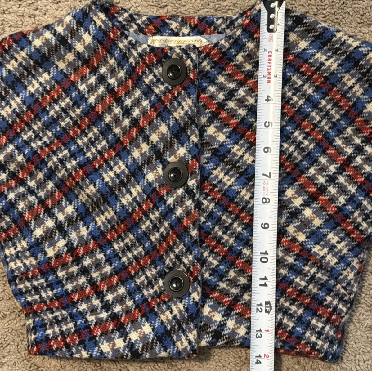 Vintage 1960s Handmade Wool Tweed Skirt Suit Set XXS 00 Cropped Boxy Jacket