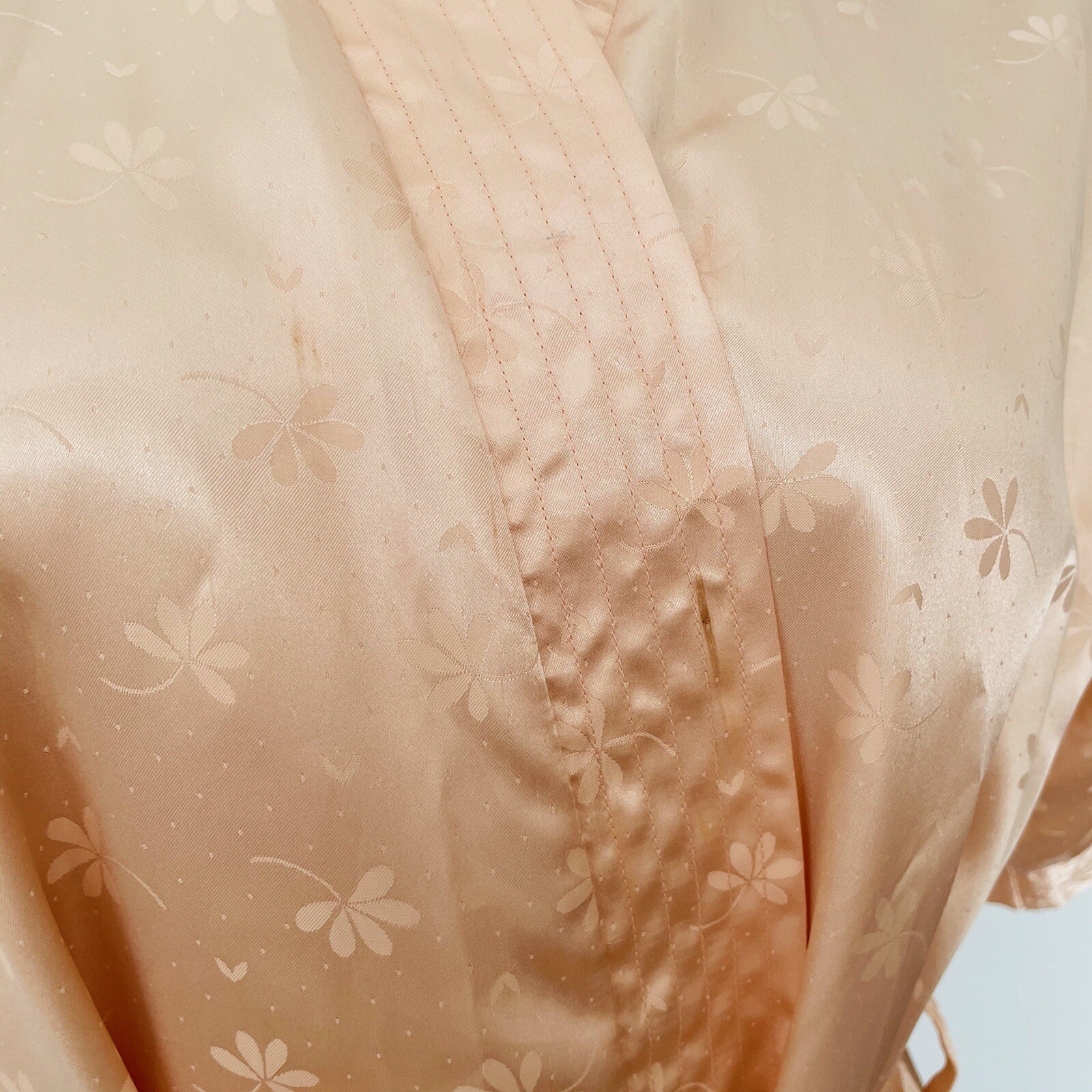 Vintage women’s apricot floral satin night slip dress & dressing gown size S M