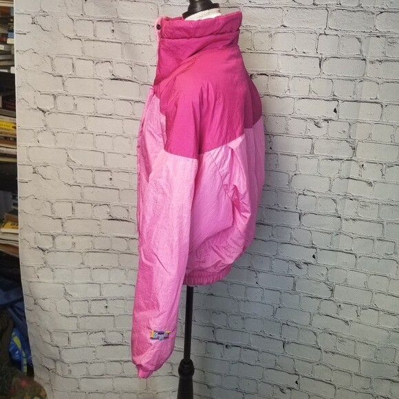 vintage 80s Robbe Magic pink ski snow jacket ladies womens colorblock bright